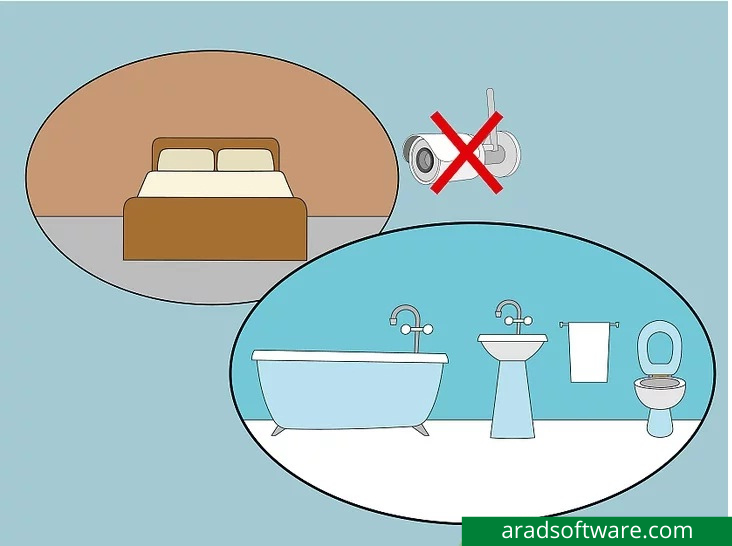 از قرار دادن دوربین در اتاق خواب یا حمام خودداری کنید.